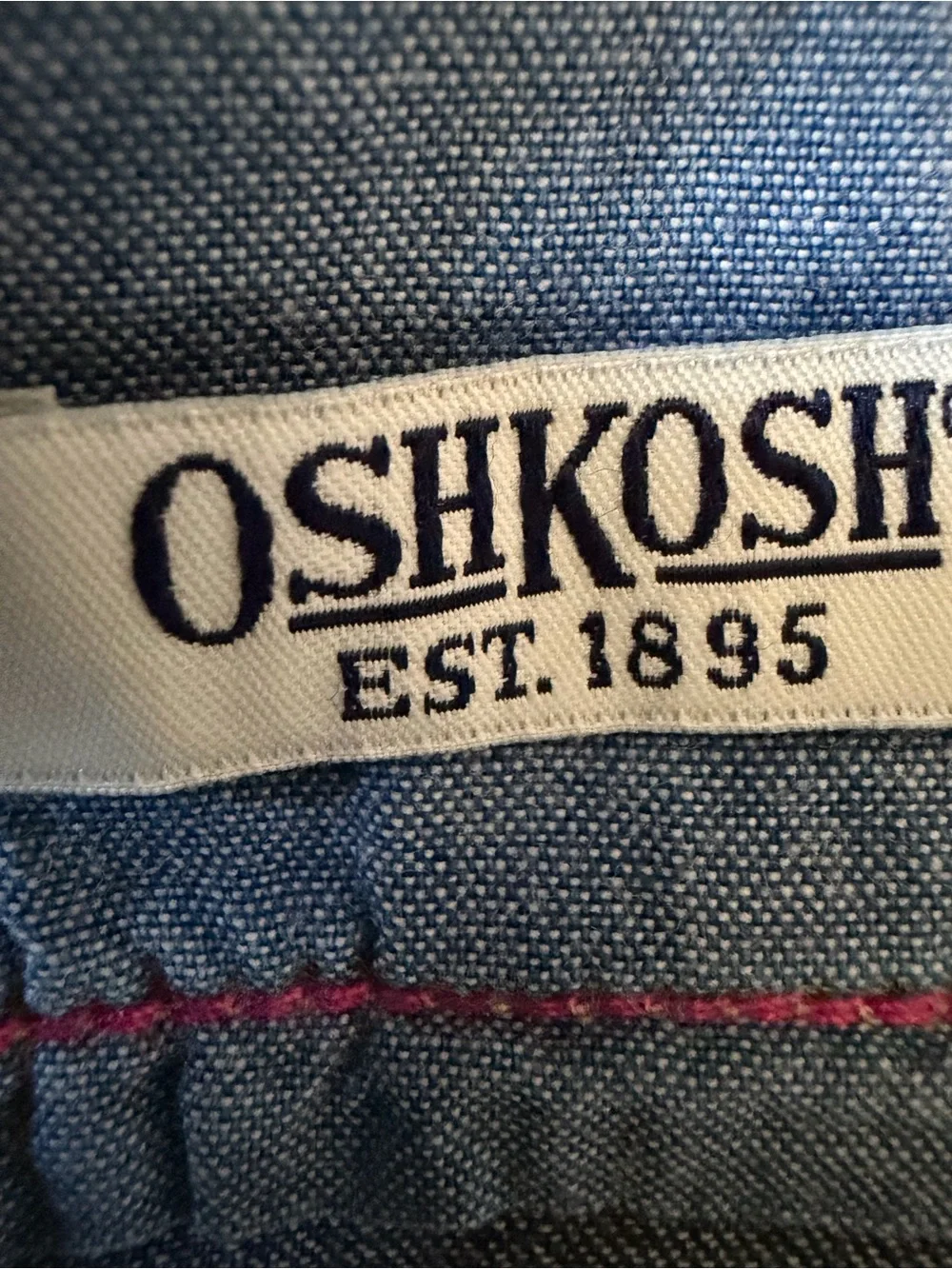 Vintage OshKosh B'gosh Denim Pinafore Dress with Hem Embroidery 6T